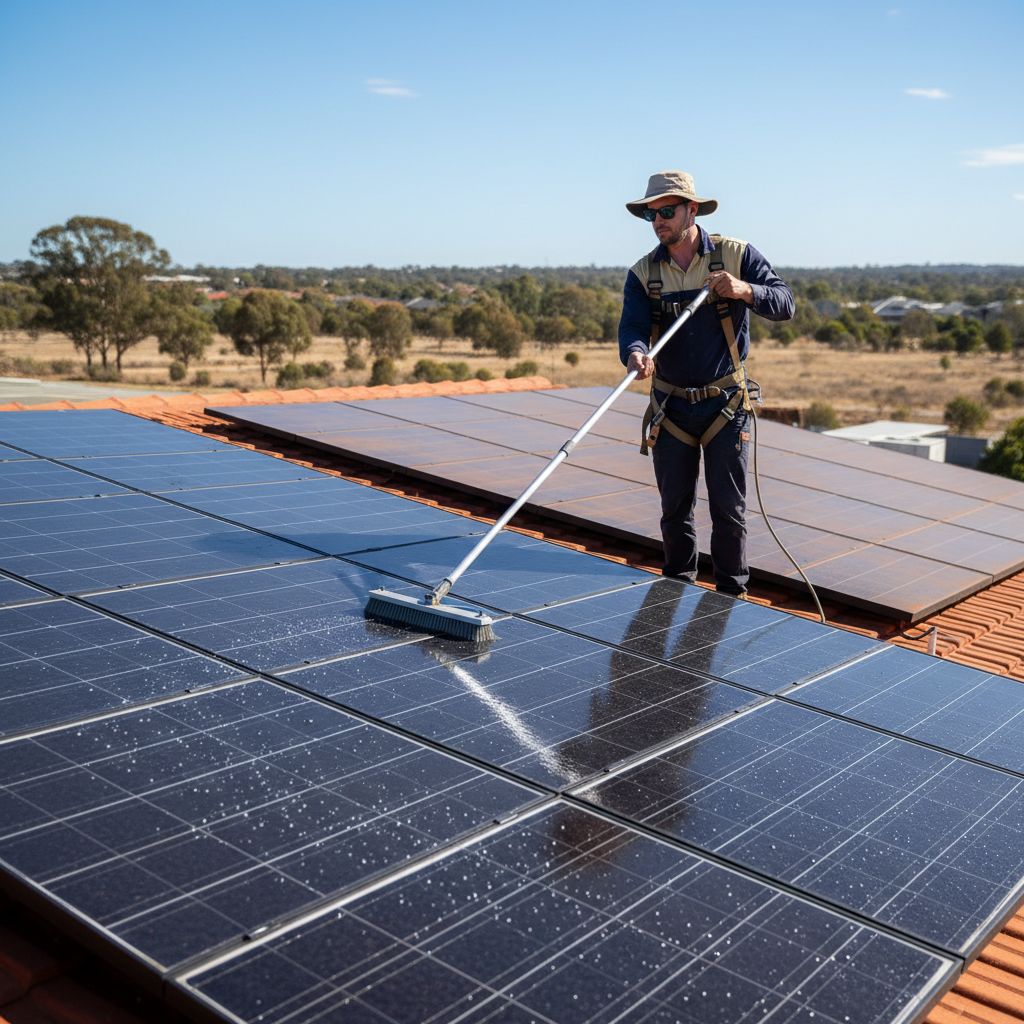 Solar panel cleaner with soft-brush deionised-water pole